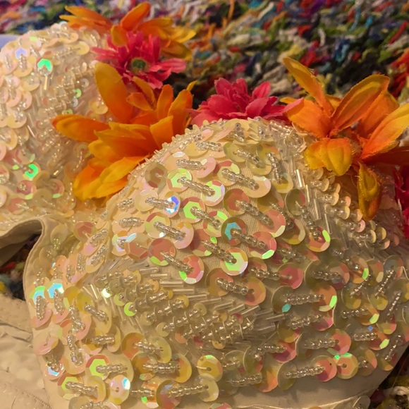 Vintage sequin floral appliqué bra - Picture 4 of 4